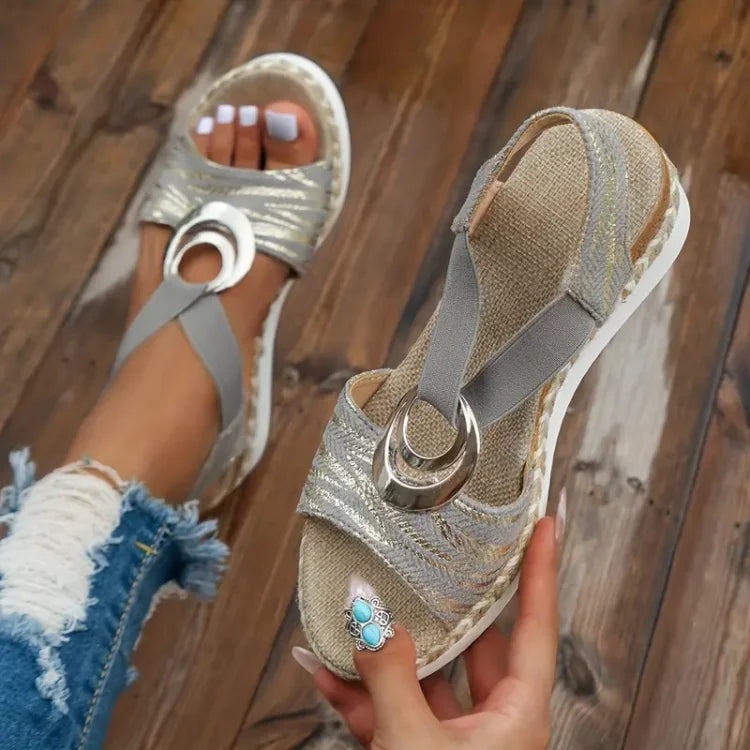 Ortopediska Sandaler i Läder med Plattform och kil för Kvinnor