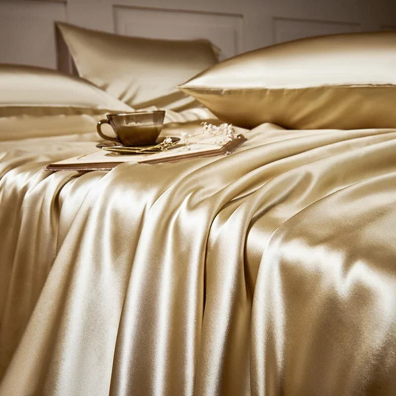 25 Momme Luxury Pure Mulberry Silk Bedding Set med 4 sängkläder