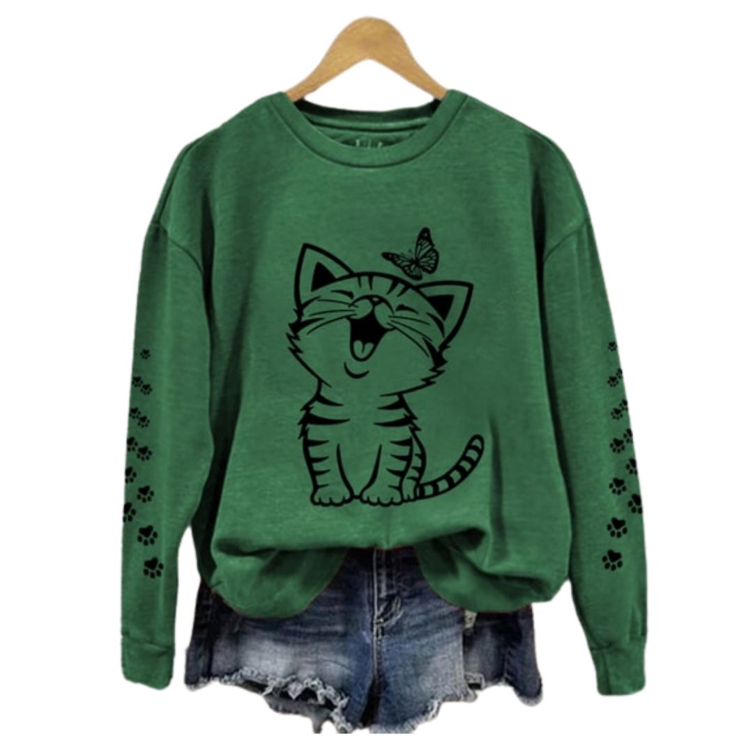Sött kattmönster: bekväm sweatshirt för kattälskare
