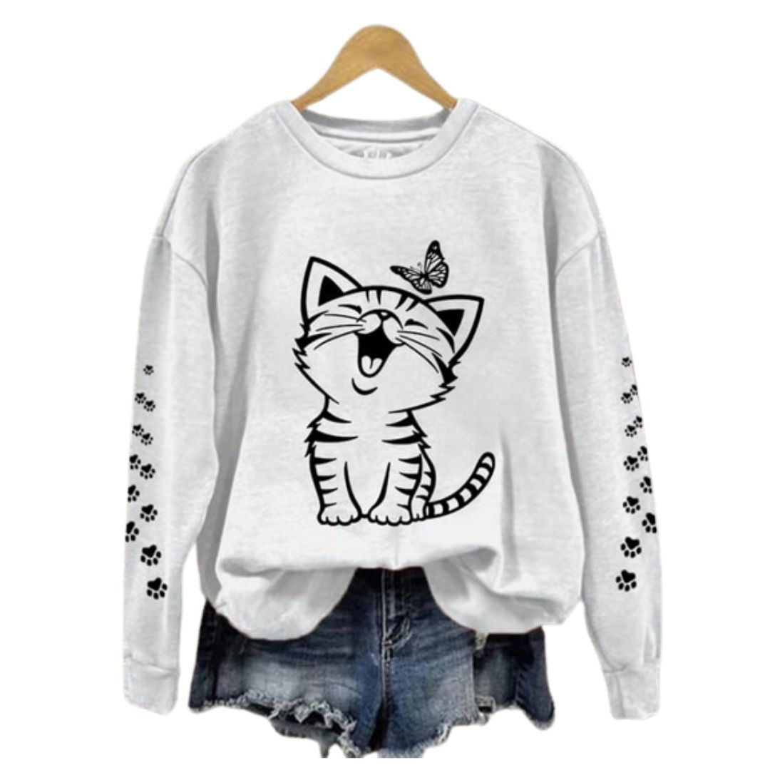 Sött kattmönster: bekväm sweatshirt för kattälskare